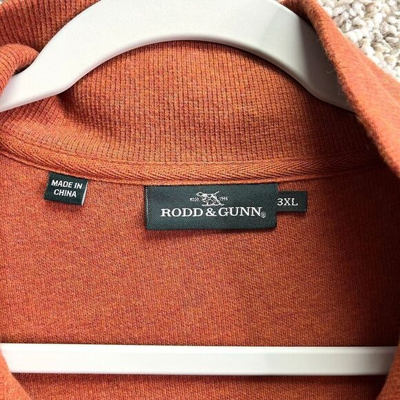 Rodd & Gunn Sweater Men’s 3XL Orange 100% Australian Cotton Pullover Neck Zip - Picture 2 of 6
